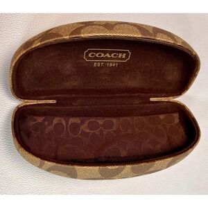 Coach Eyeglass Sunglass Case Brown Signature C Logo Hard Shell Protective Unisex